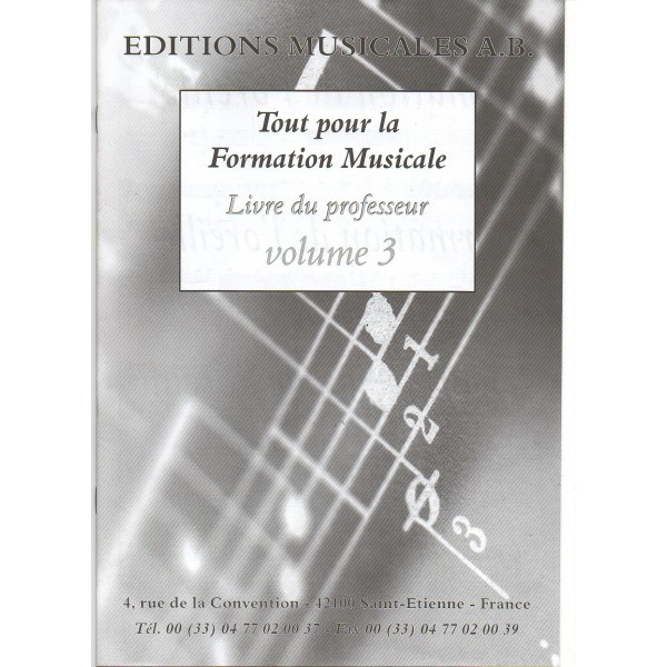 Tout Pour La Formation Musicale Livre Professeur Vol.3