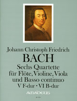 6 Quartette Für Flöte, Violine, Viola Und Bc. - Band III: Qartette V F-Dur - VIB-Dur (BACH JOHANN CHRISTOPH FRIEDRICH)