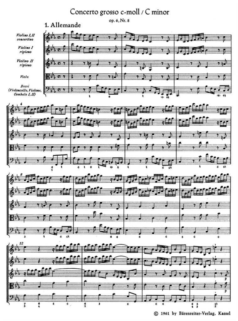 Concerto Grosso Op. 6/8. Urtext Der Hallischen Händel-Ausgabe (HAENDEL GEORG FRIEDRICH)