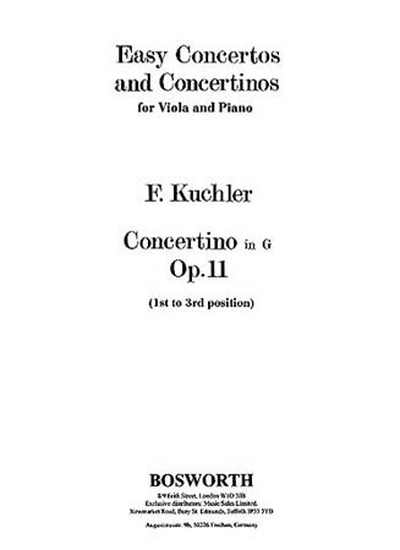 Kuchler Concertino In G Op. 11 1St-3Rd Position Viola And Piano (KUCHLER FERDINAND)