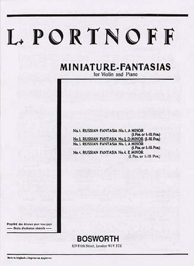 Portnoff Russian Fantasia No2 D Minor Violin/Piano (PORTNOFF LEO)