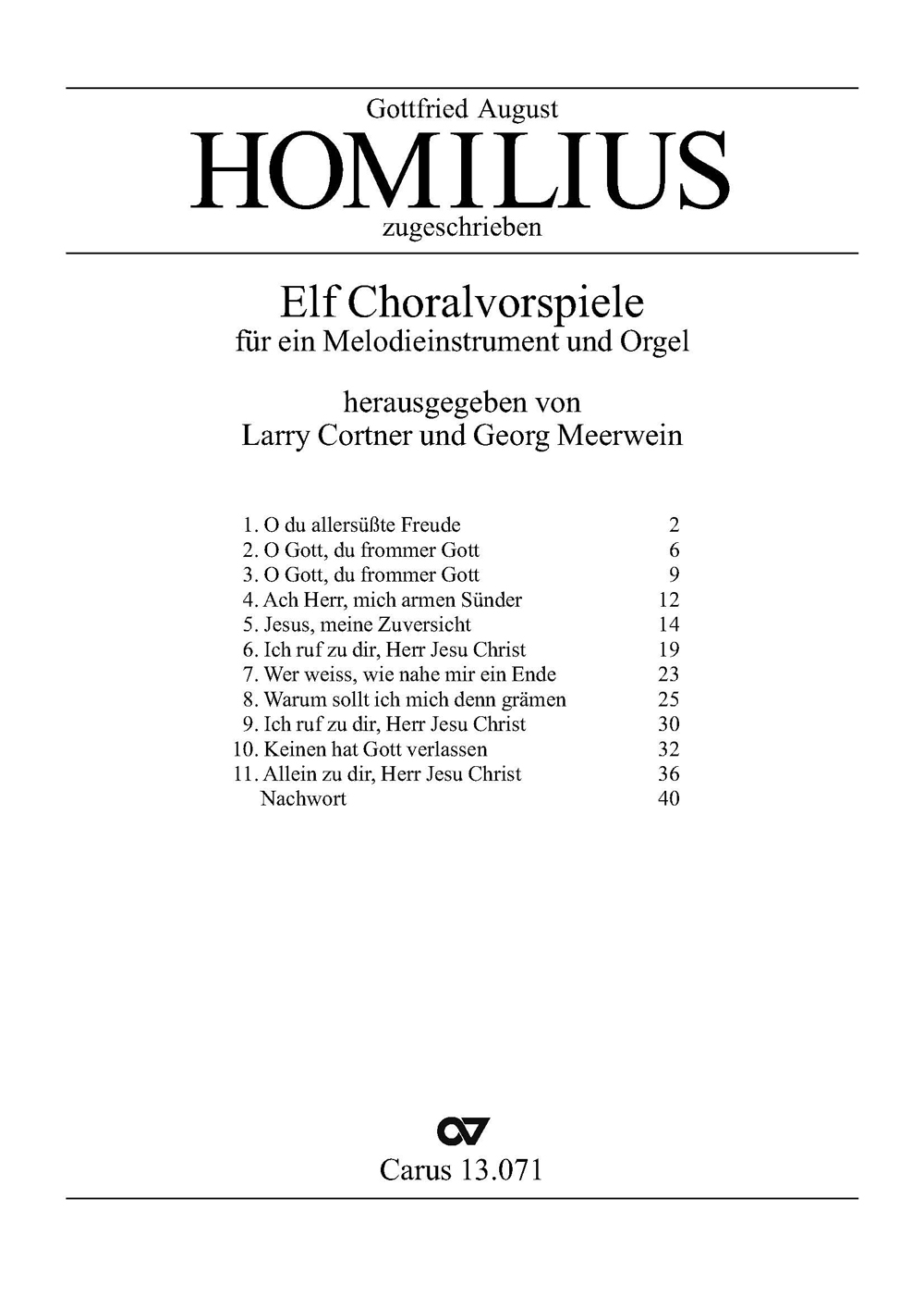 Homilius: Elf Choralvorspiele (HOMILIUS GOTTFRIED AUGUST)