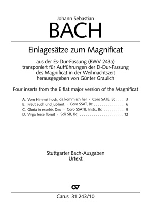 Einlagesätze Zum Magnificat (BACH JOHANN SEBASTIAN)