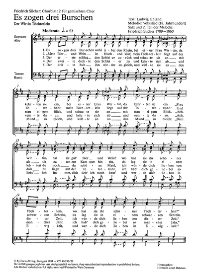 Silcher: Chorblatt 2 Für Gemischten Chor (SILCHER FRIEDRICH)