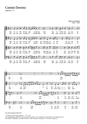 Cantate Domino (Singet Dem Herrn) - Psalm 96. Aus: Sacri Concentus