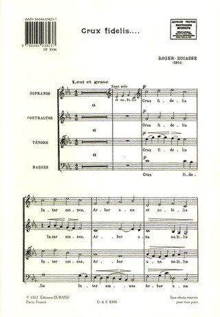 3 Motets. N. 2: Crux Fidelis Pour Quatre Voix Mixtes (ROGER-DUCASSE)