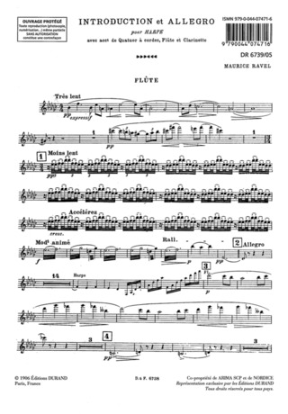 Introduction Et Allegro Partie Pour Flûte (RAVEL MAURICE)