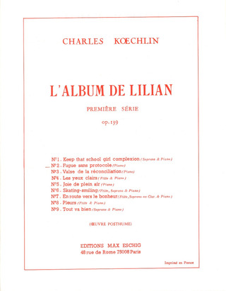 Album Lilian 1S N 2 Op. 139 Fugue Ss Protocole Piano