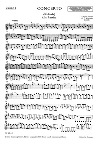 Concerto G Major Op. 51/4 Rv 151 / Pv 143 (VIVALDI ANTONIO)