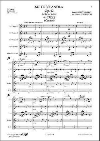 Suite Espagnola, Op. 47 #4: Cadiz (Cancion) (ALBENIZ ISAAC)