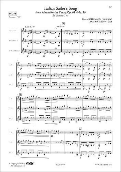 Chant De Mariniers Italiens - Issu De L'Album Pour La Jeunesse Op. 68 #36 (SCHUMANN ROBERT)