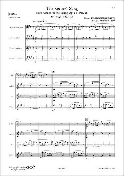 Chant Du Faucheur - Issu De L'Album Pour La Jeunesse Op. 68 #18 (SCHUMANN ROBERT)