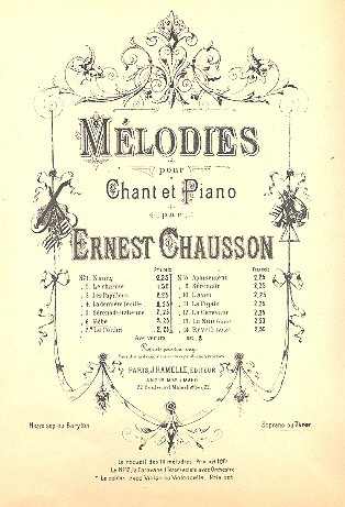 14 Melodies N06:Hebe Chant Soprano Ou Tenor Et Piano (CHAUSSON ERNEST)