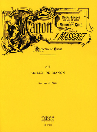 Manon Air N06 Adieux De Manon Soprano Et Piano (MASSENET JULES)