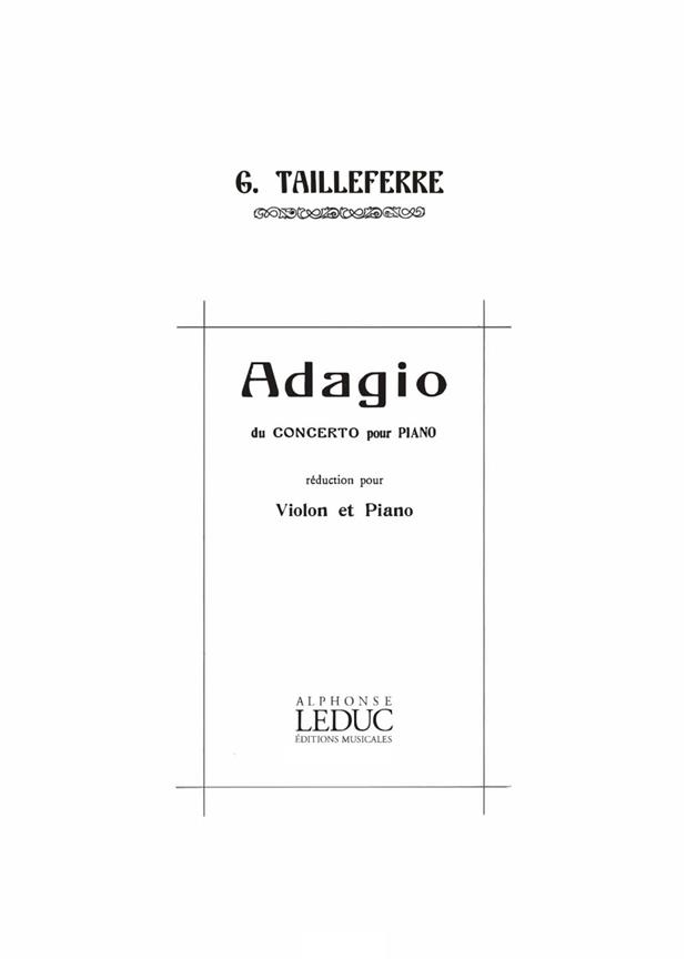 Concerto (Pour Piano/Orchestre) Adagio Reduction Pour Violon Et Piano (TAILLEFERRE GERMAINE)