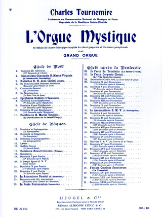 Orgue Mystique N007 Cycle De Noel-Epiphania Domini-Orgue (TOURNEMIRE CHARLES)