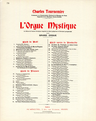 Orgue Mystique N029 Cycle Apres Pentecote-Dom.4 Post Pentecosten-Orgue (TOURNEMIRE CHARLES)