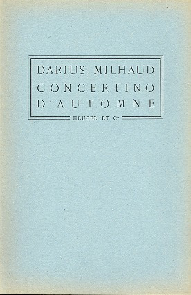 Concertino D'Automne (2 Pianos 8 Instruments Partition In 8 Poche Ph197 (MILHAUD DARIUS)