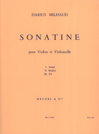 Sonatine (MILHAUD DARIUS)