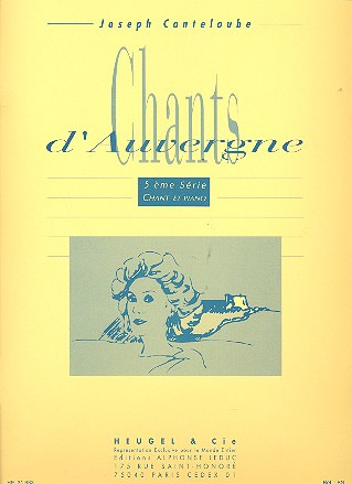 Chants D'Auvergne 5ème Serie Voix Moyenne Et Piano (CANTELOUBE JOSEPH)