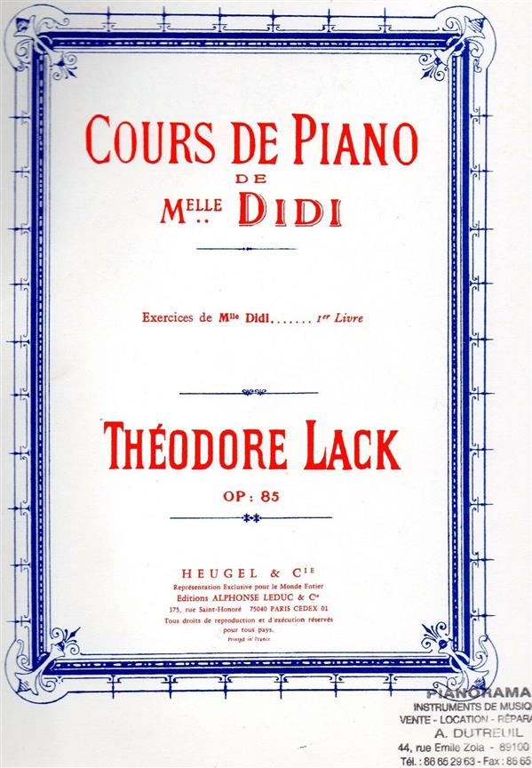 Cours De Piano De Mlle Didi Exercices Vol.1 (LACK THEODORE)