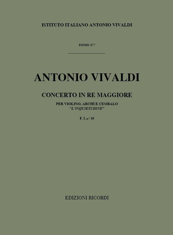 Concerto Per Vl. Archi E B.C.: In Re L'Inquietudine Rv 234 F.I/10 Tomo 37 (VIVALDI ANTONIO)