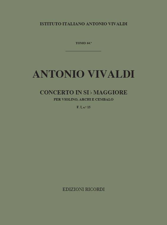 Concerto Per Vl., Archi E B.C.: In Si Bem. Rv 380 - F.I/15 Tomo 64 (VIVALDI ANTONIO)