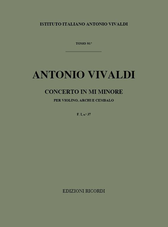 Concerto Per Vl., Archi E B.C.: In Mi Min. Rv 278 - F.I/37 Tomo 93 (VIVALDI ANTONIO)