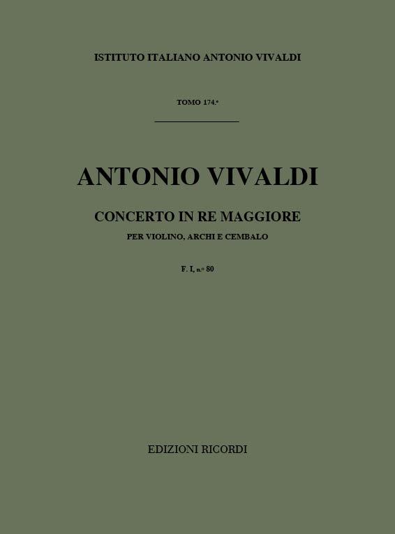 Concerto Per Vl., Archi E B.C.: In Re Rv 225 - F.I/80 Tomo 174 (VIVALDI ANTONIO)