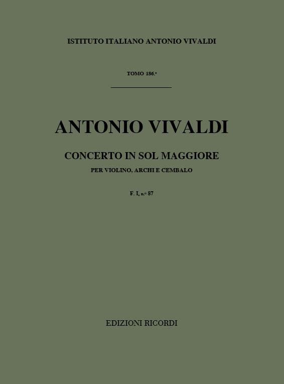 Concerto Per Vl., Archi E B.C.: In Sol Rv 306 - F.I/87 Tomo 186 (VIVALDI ANTONIO)