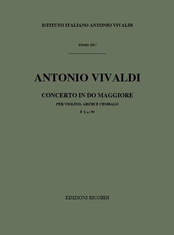 Concerto Per Vl., Archi E B.C.: In Do Rv 182 - F.I/94 Tomo 195 (VIVALDI ANTONIO)