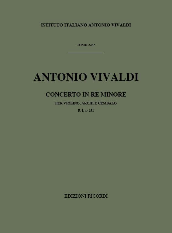 Concerto Per Vl., Archi E B.C.: In Re Min. Rv 245 - F.I/151 Tomo 333 (VIVALDI ANTONIO)