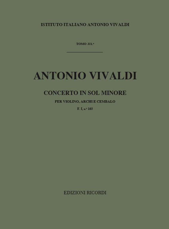 Concerto Per Vl., Archi E B.C.: In Sol Min. Rv 319 - F.I/165 Tomo 351 (VIVALDI ANTONIO)