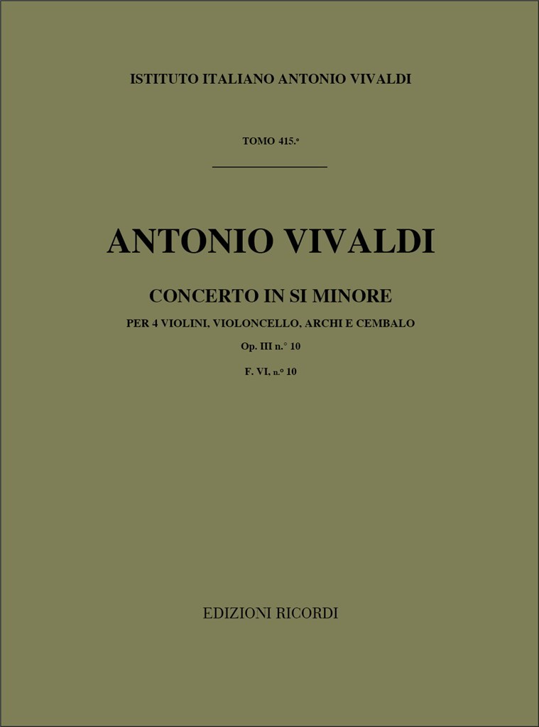 Concerto Per Vl Archi E B C In Re Op. III N 9 - Rv 230 - F.I/178 Tomo 414 (VIVALDI ANTONIO)