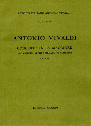 Concerto Per Vl., Archi E B.C.: In La Rv Anh.65 - F.I/221 Tomo 485 (VIVALDI ANTONIO)