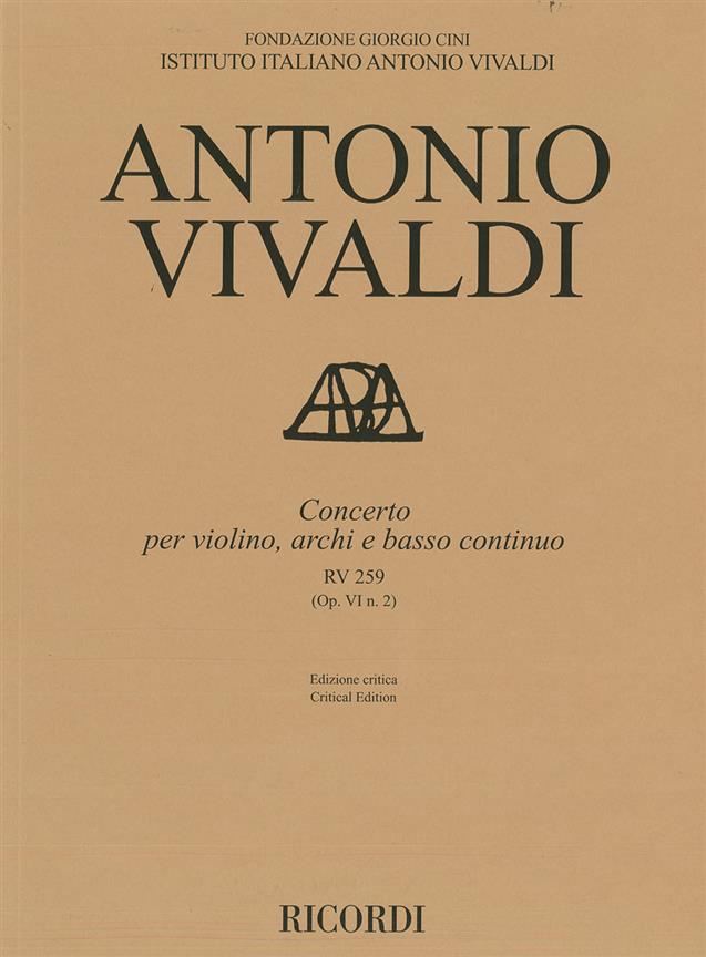 Concerto Per Violino, Archi E Bc, Rv 259 Op. Vi/2 (VIVALDI ANTONIO)