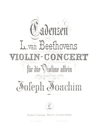 Cadenzas To Beethoven's Violin Concerto (JOACHIM JOSEPH)