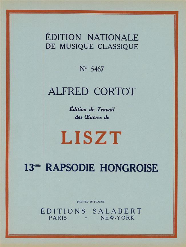 Rapsodie Hongroise N 13 (Cortot) Piano