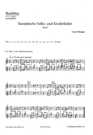 Europäische Volks- Und Kinderlieder Band 1