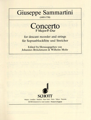 Concerto F Major (SAMMARTINI GIUSEPPE)