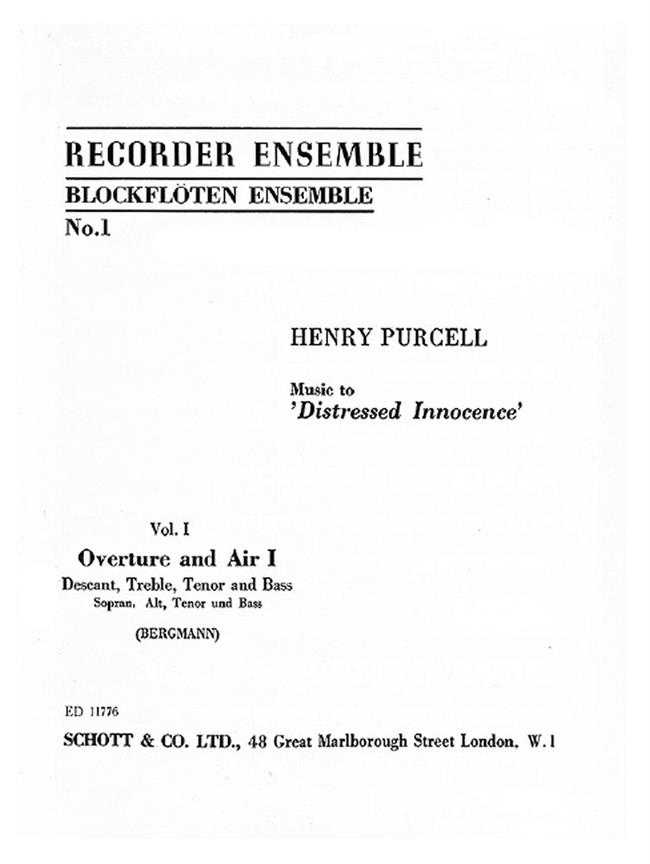 Music To 'Distressed Innocence' Vol.1 (PURCELL HENRY)