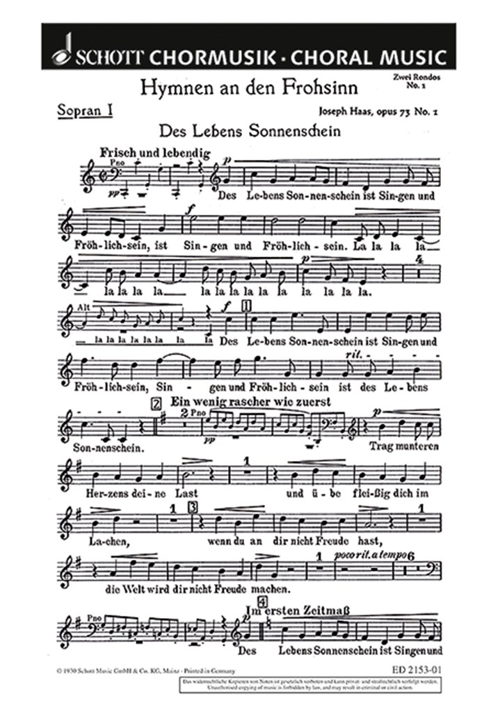 Hymnen An Den Frohsinn Op. 73