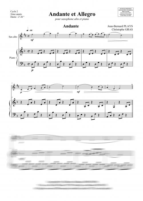 Andante Et Allegro (Saxophone Et Piano)