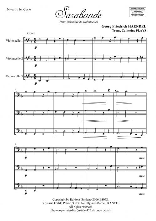 Sarabande (Ensemble De Violoncelles)