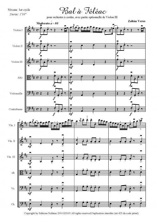 Bal A Féléac (Pour Orchestre A Cordes + Partie Opt. De Violon III)