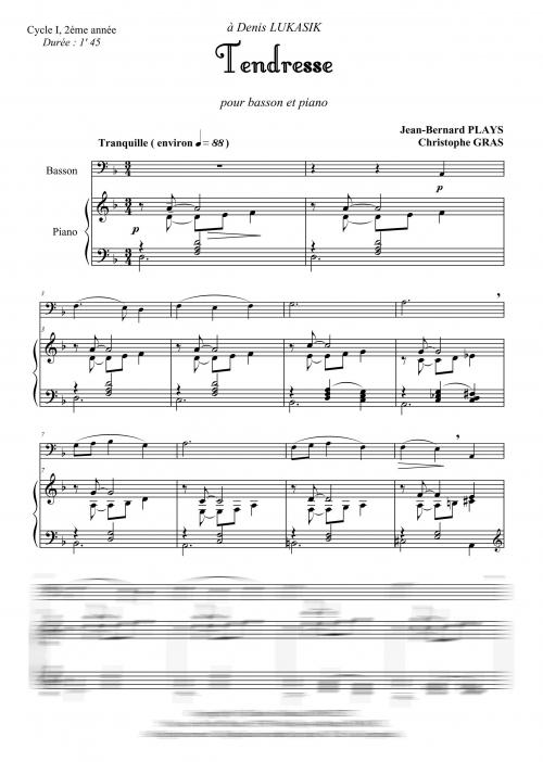 Tendresse (Basson Et Piano)