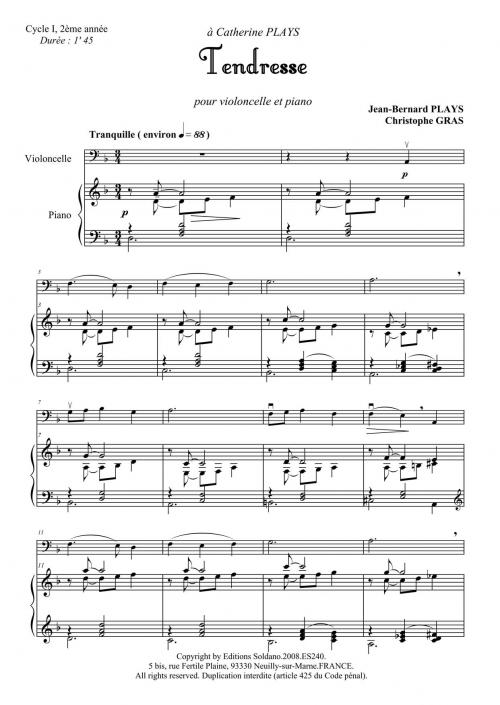 Tendresse (Violoncelle Et Piano)