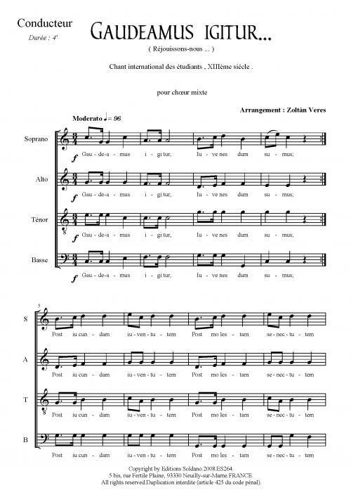Gaudeamus Igitur (Choeur SATB A Cappella)