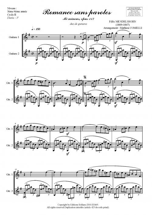 Romance Sans Paroles (Mi Mineur, Op. 117)
