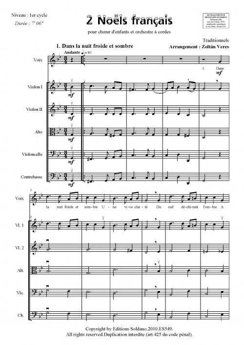 2 Noëls Français (Choeur D'Enfants Et Orchestre A Cordes + Réduction Piano Et Orgue)